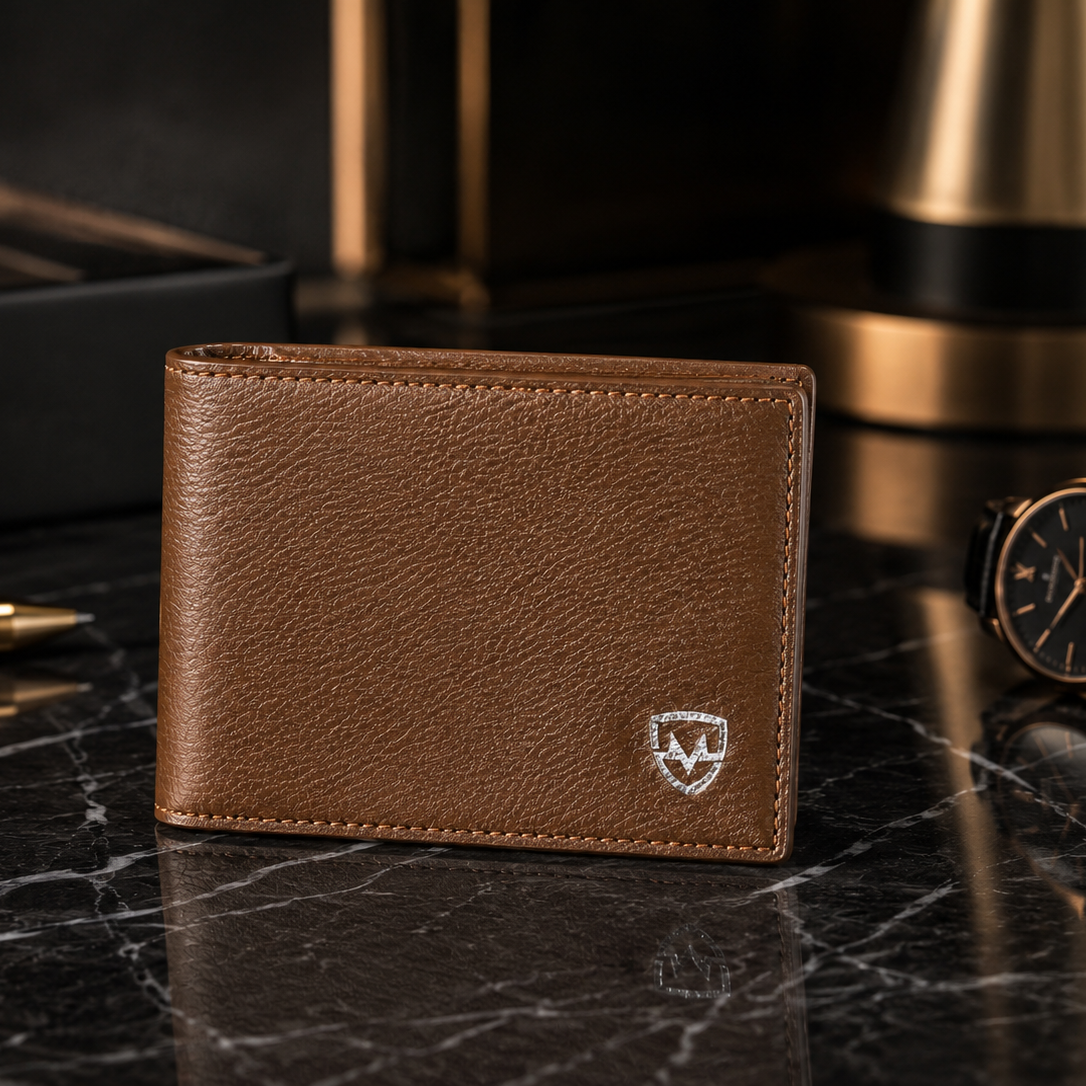 Men’s Brown Leather Wallet – Slim Bi-Fold Genuine Leather Card & Cash Holder