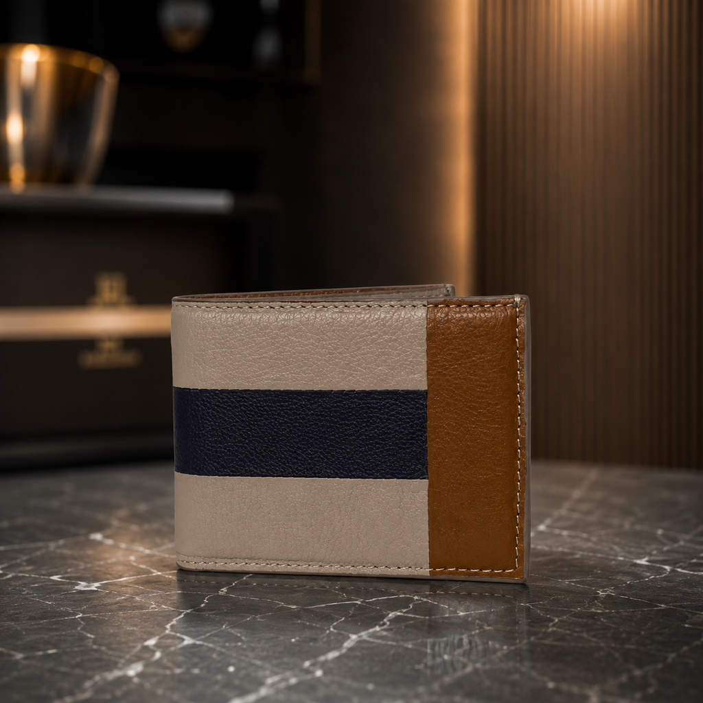 Men’s Stylish Bi-Fold Wallet – Textured Leather Card & Cash Holder