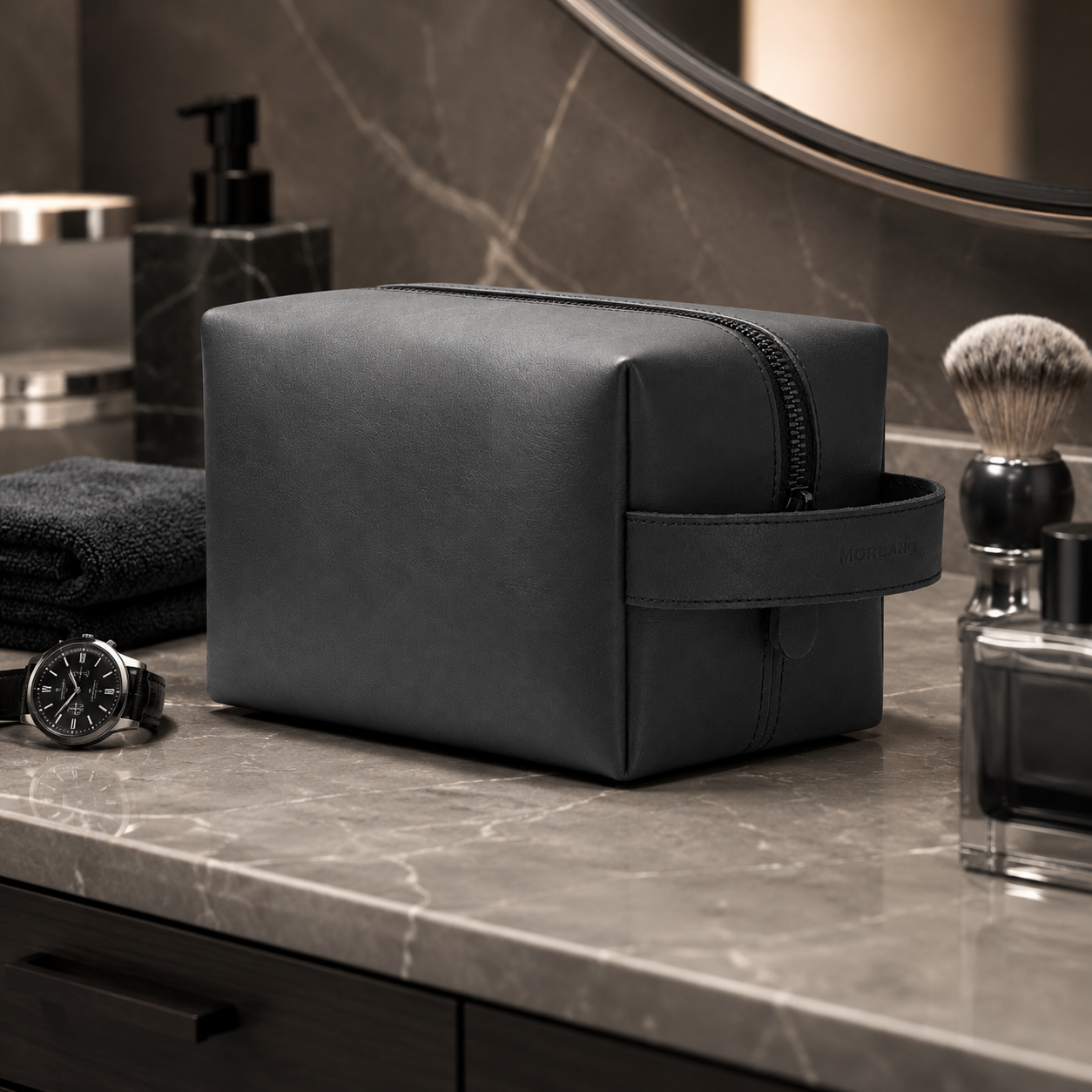 Crazy Horse Leather Shaving Kit – Vintage Travel Toiletry Bag for Men