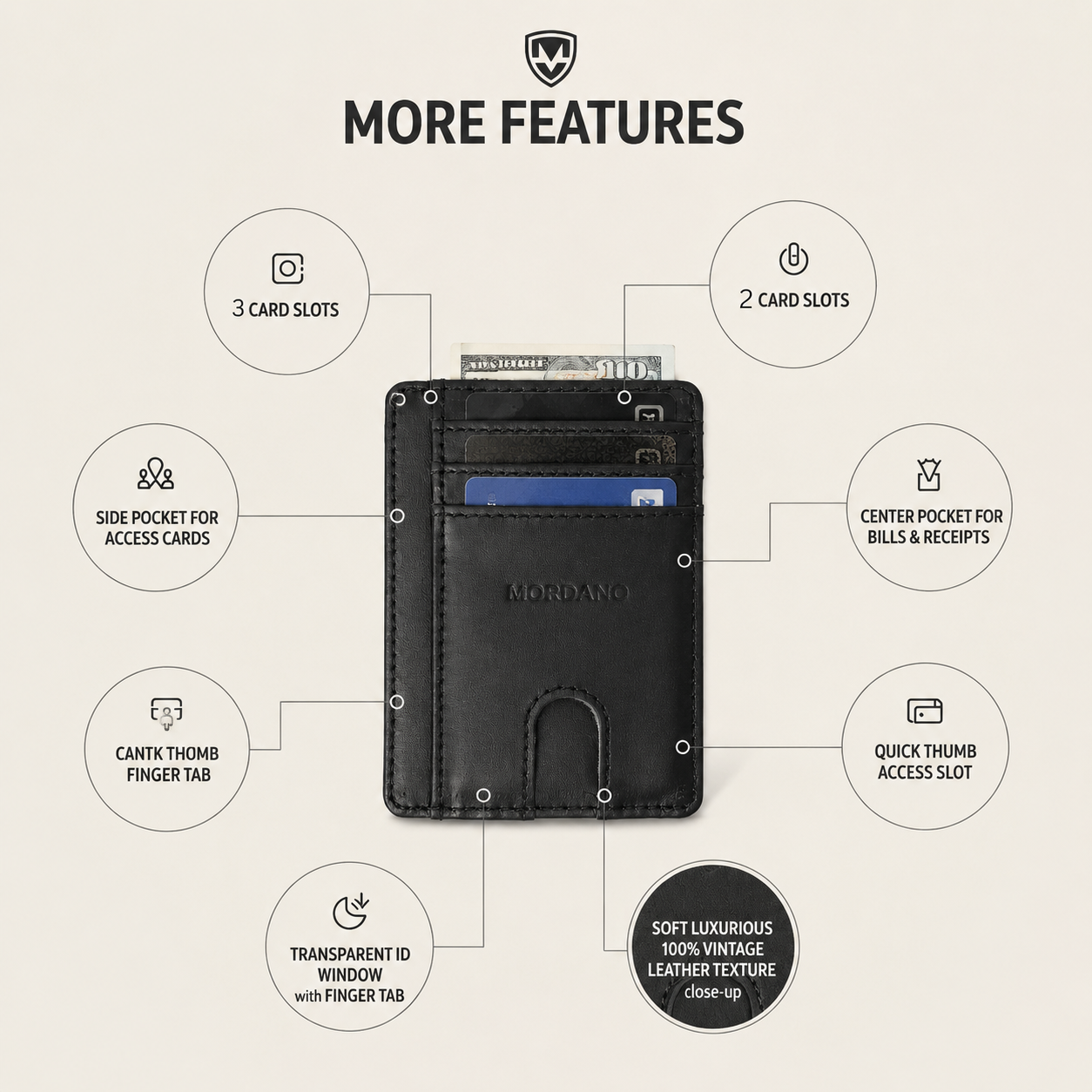Mordano Genuine Leather Card Holder | Slim RFID Blocking Business Credit Case