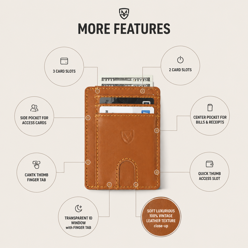 Mordano Genuine Leather Card Holder | Slim RFID Blocking Business Credit Case