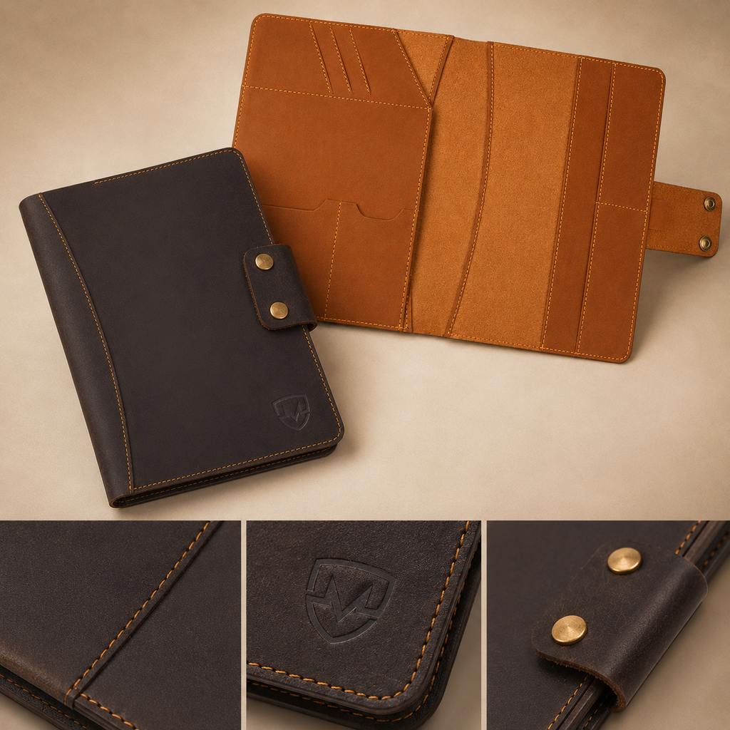 Personalized A5 Leather Portfolio Organizer for Men & Women – Professional Padfolio with Zipper Closure, Resume & Document Holder, Refillable Writing Journal Binder for Business, Meetings & Travel