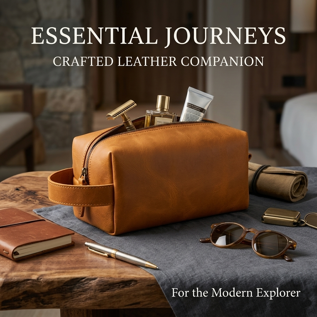 Crazy Horse Leather Shaving Kit – Vintage Travel Toiletry Bag for Men