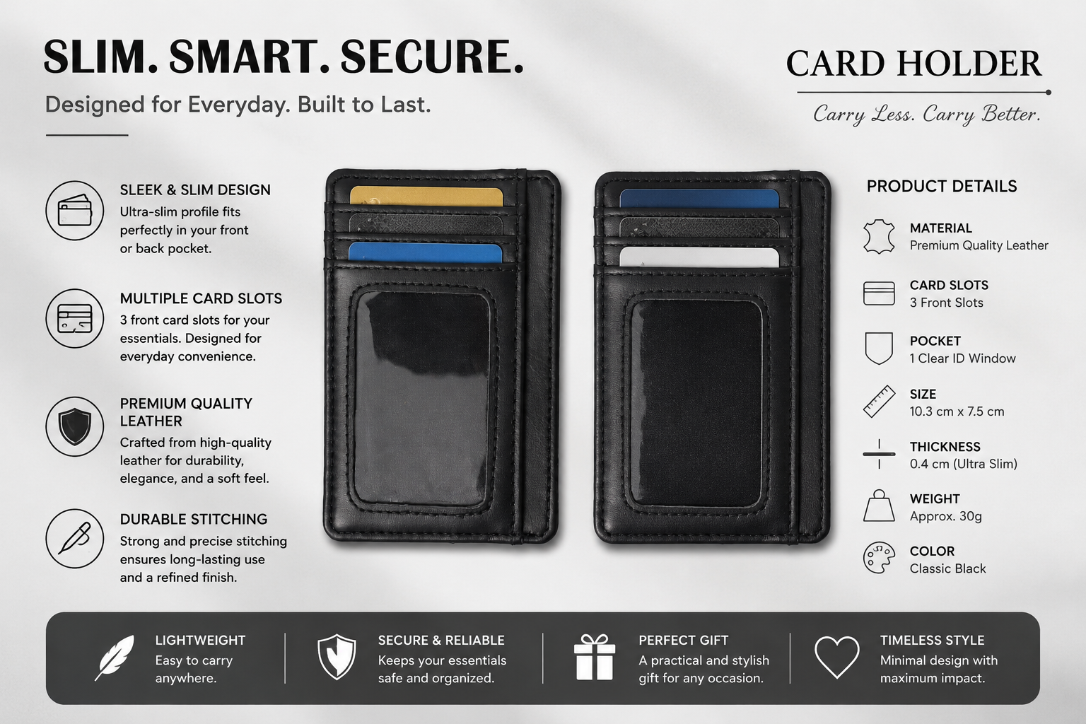 Mordano Genuine Leather Card Holder | Slim RFID Blocking Business Credit Case