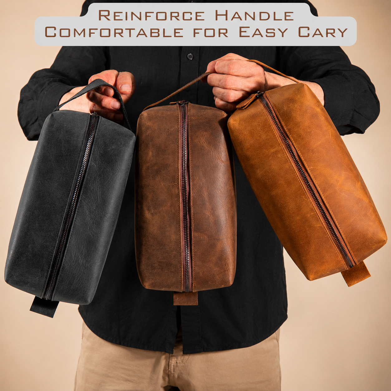 Crazy Horse Leather Shaving Kit – Vintage Travel Toiletry Bag for Men
