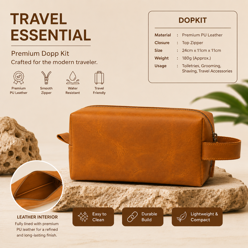 Crazy Horse Leather Shaving Kit – Vintage Travel Toiletry Bag for Men