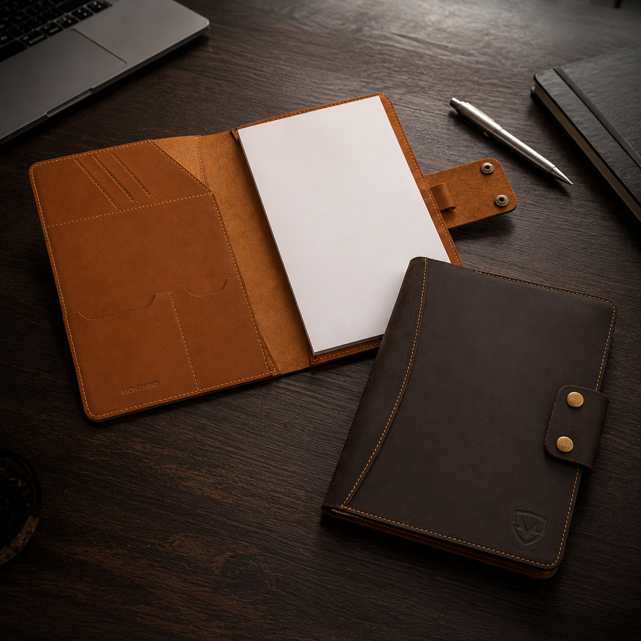 Personalized A5 Leather Portfolio Organizer for Men & Women – Professional Padfolio with Zipper Closure, Resume & Document Holder, Refillable Writing Journal Binder for Business, Meetings & Travel