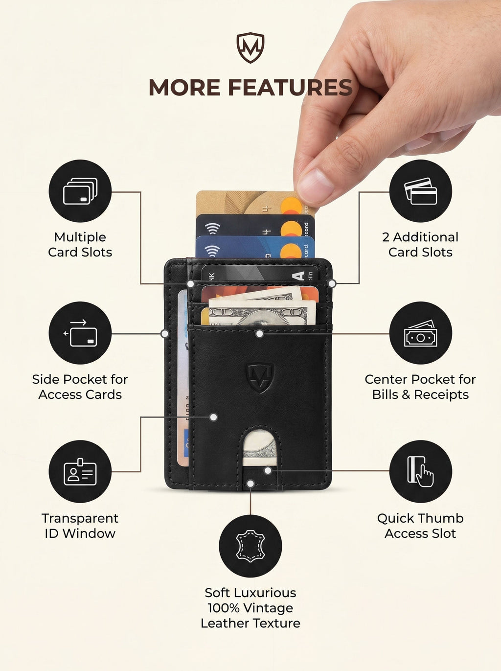 Mordano Genuine Leather Card Holder | Slim RFID Blocking Business Credit Case