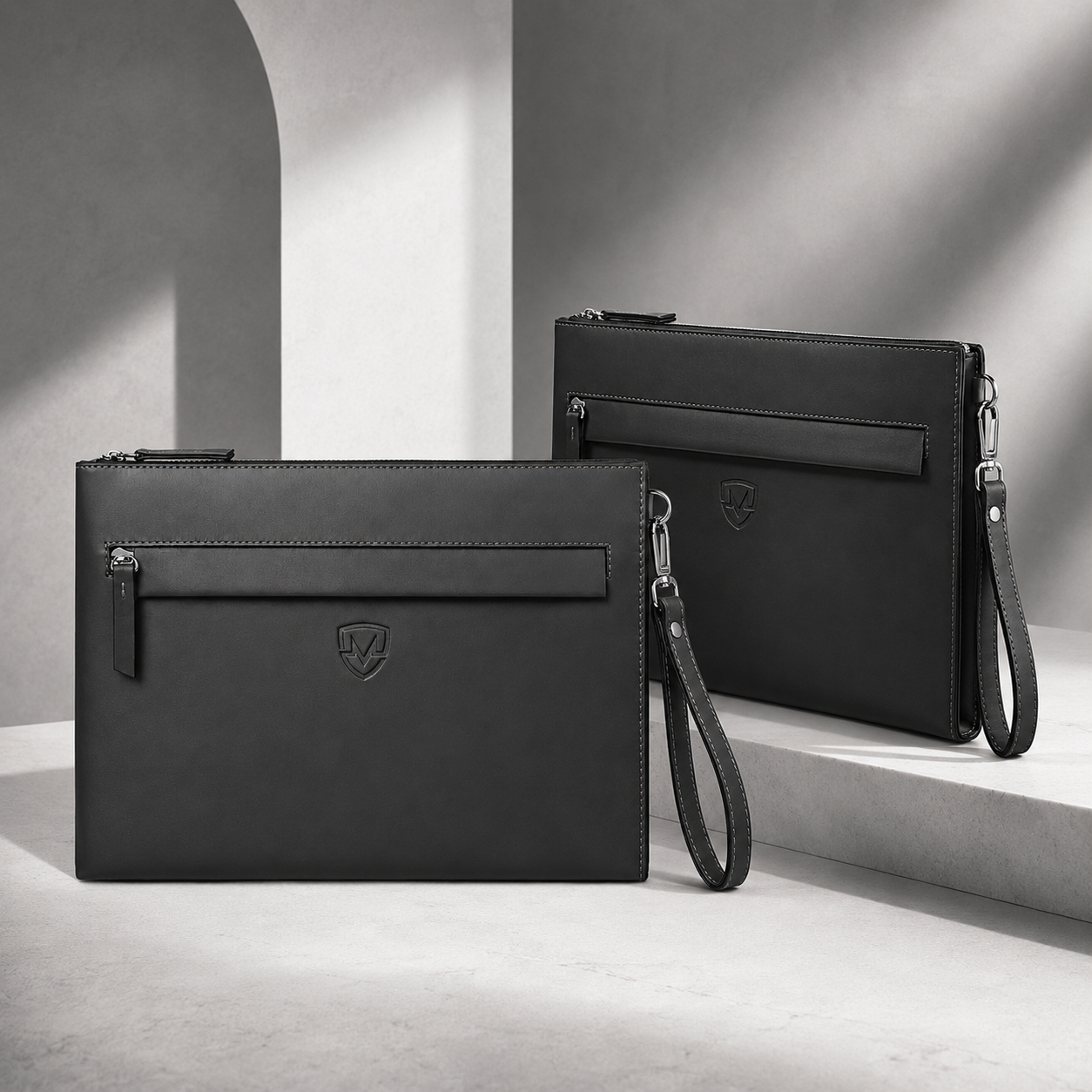 Genuine Leather Clutch Wristlet Pouch