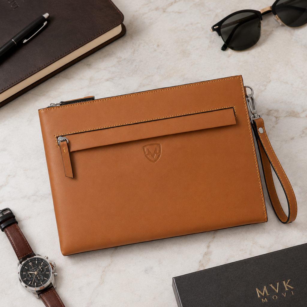 Genuine Leather Clutch Wristlet Pouch