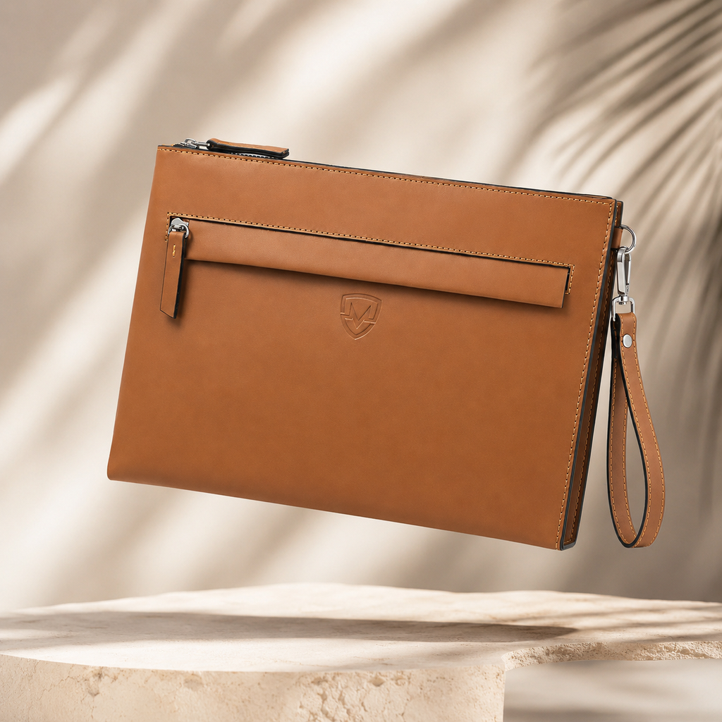 Genuine Leather Clutch Wristlet Pouch