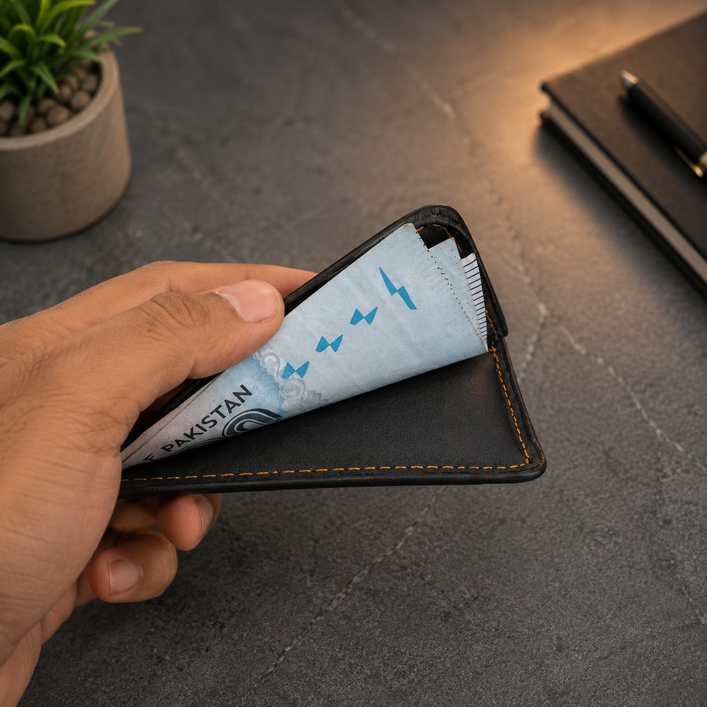 Slim Black Leather Card Wallet for Men