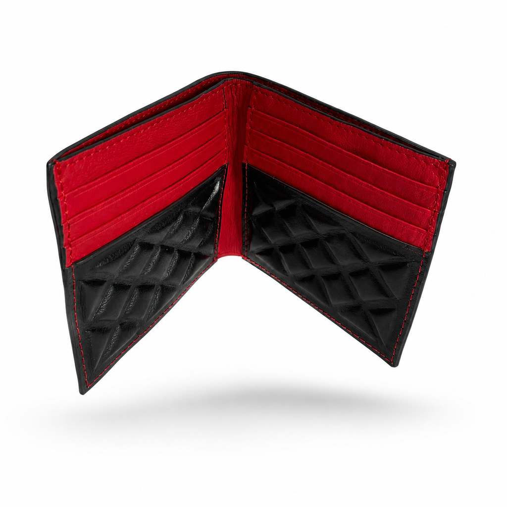 Premium Red & Black Leather Bi-Fold Wallet for Men