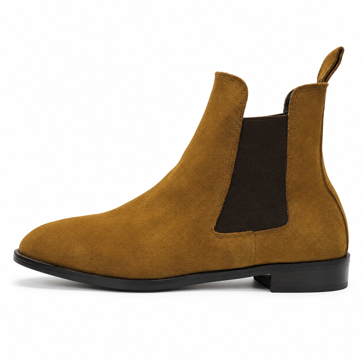 Men's Tan Suede Chelsea Boots with Leather Sole