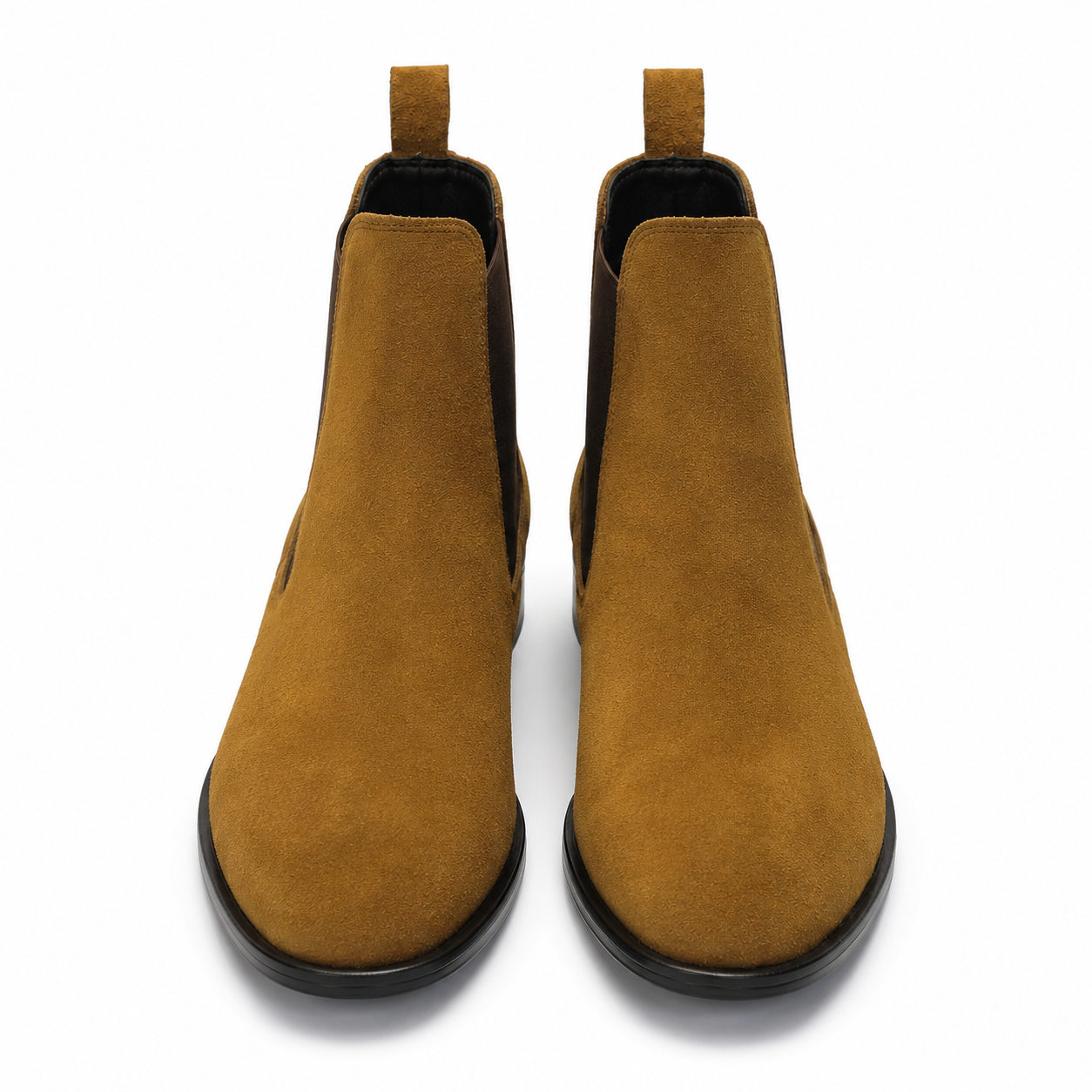 Men's Tan Suede Chelsea Boots with Leather Sole