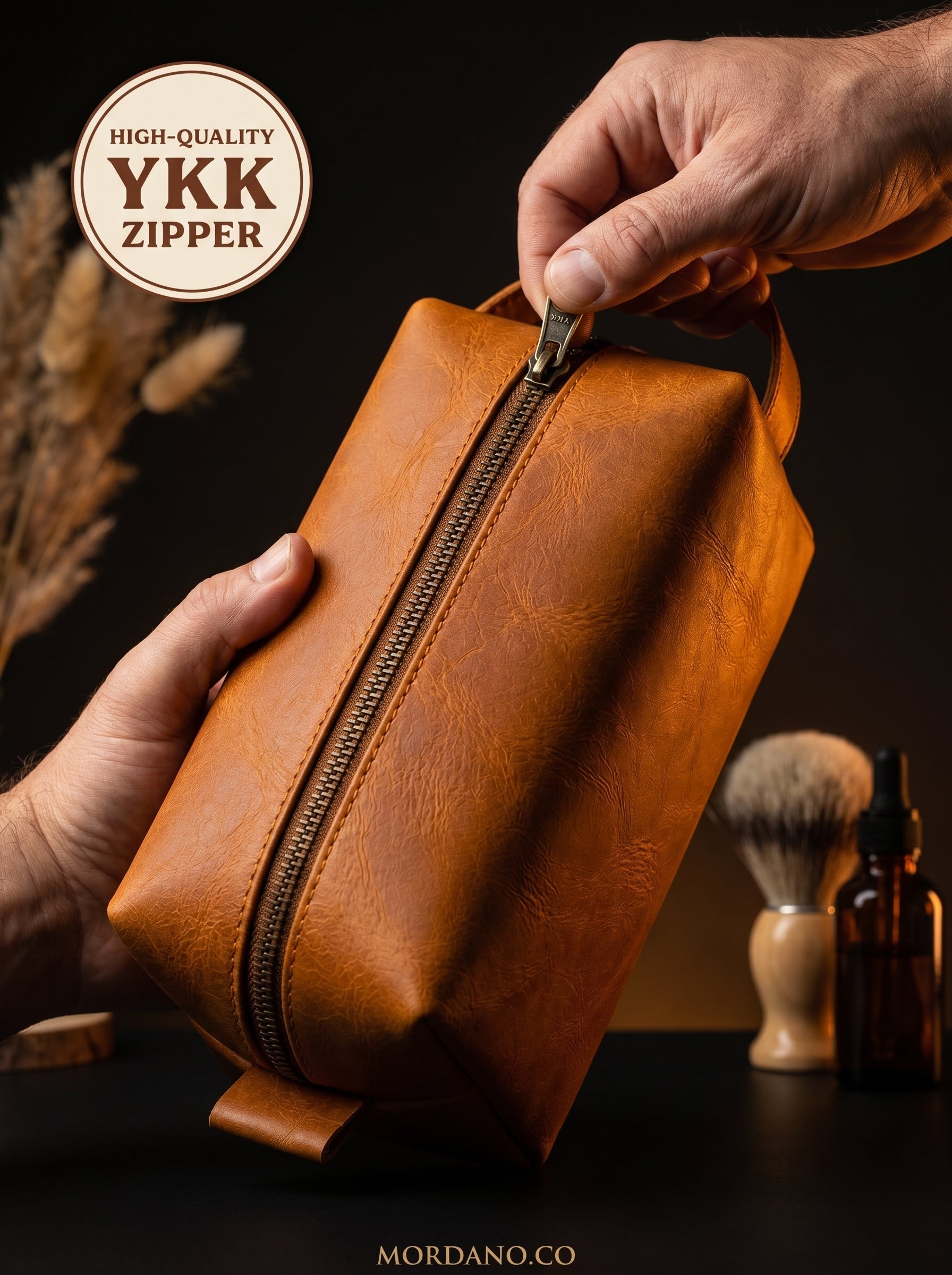 Crazy Horse Leather Shaving Kit – Vintage Travel Toiletry Bag for Men