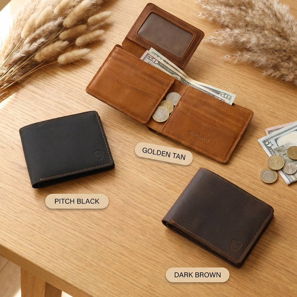 Premium Leather Wallet for Men – Designs – Ideal Gift for Husband, Dad, Boyfriend, Wedding, Anniversary, Birthday, Valentines Day Gifts