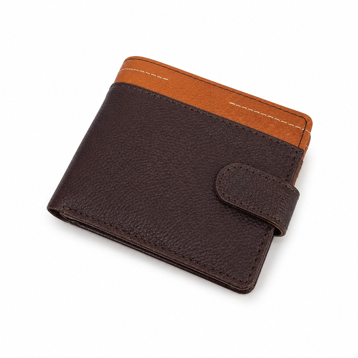Premium Men's Leather Bifold Wallet – Button Closure | Coin Pocket | Card Holder | Brown
