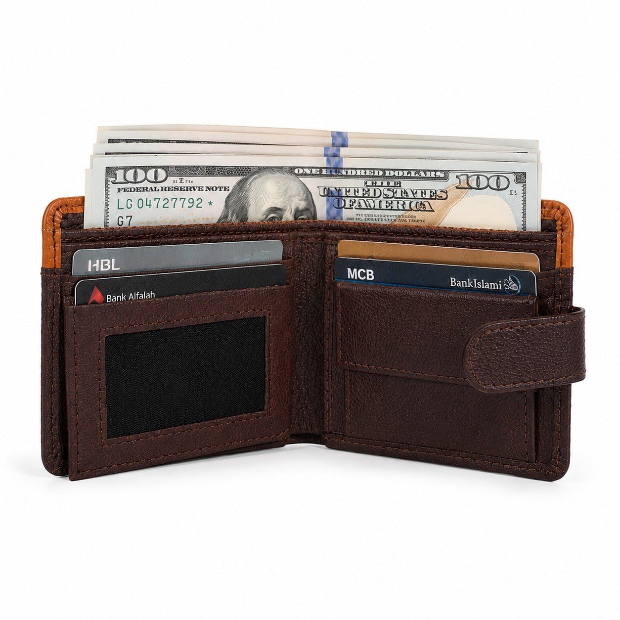 Premium Men's Bifold Wallet with Coin Pocket – Slim Leather Wallet with Card Holder & Cash Compartment